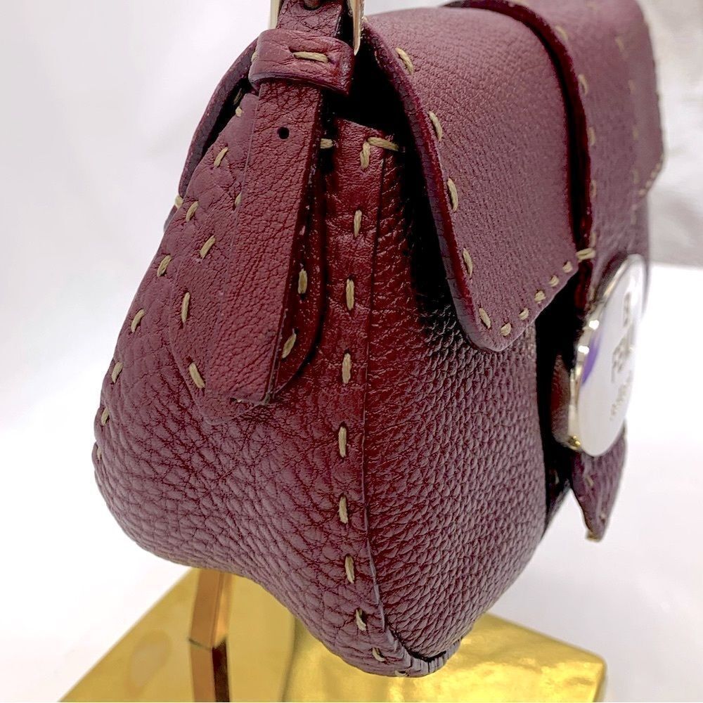 Auth Fendi Plum Selleria Leather Baguette Shoulder Bag Preloved Purse Excellent - Picture 2 of 14
